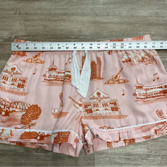 KATIE KIME Pink PJ Set Button Top & Shorts Nashville Johnny Cash & June Sz L - Picture 13 of 15
